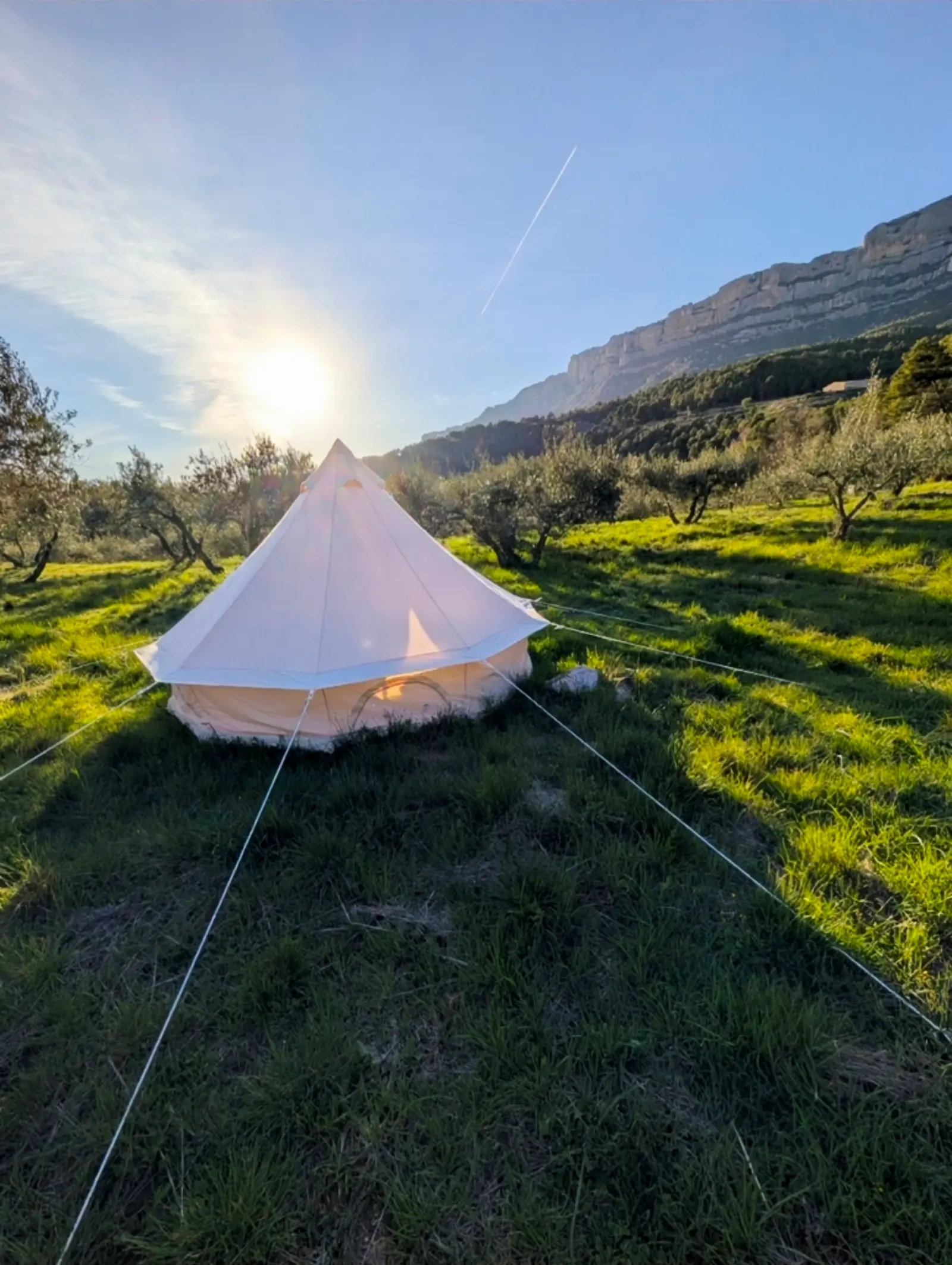 Camp tent at sunset