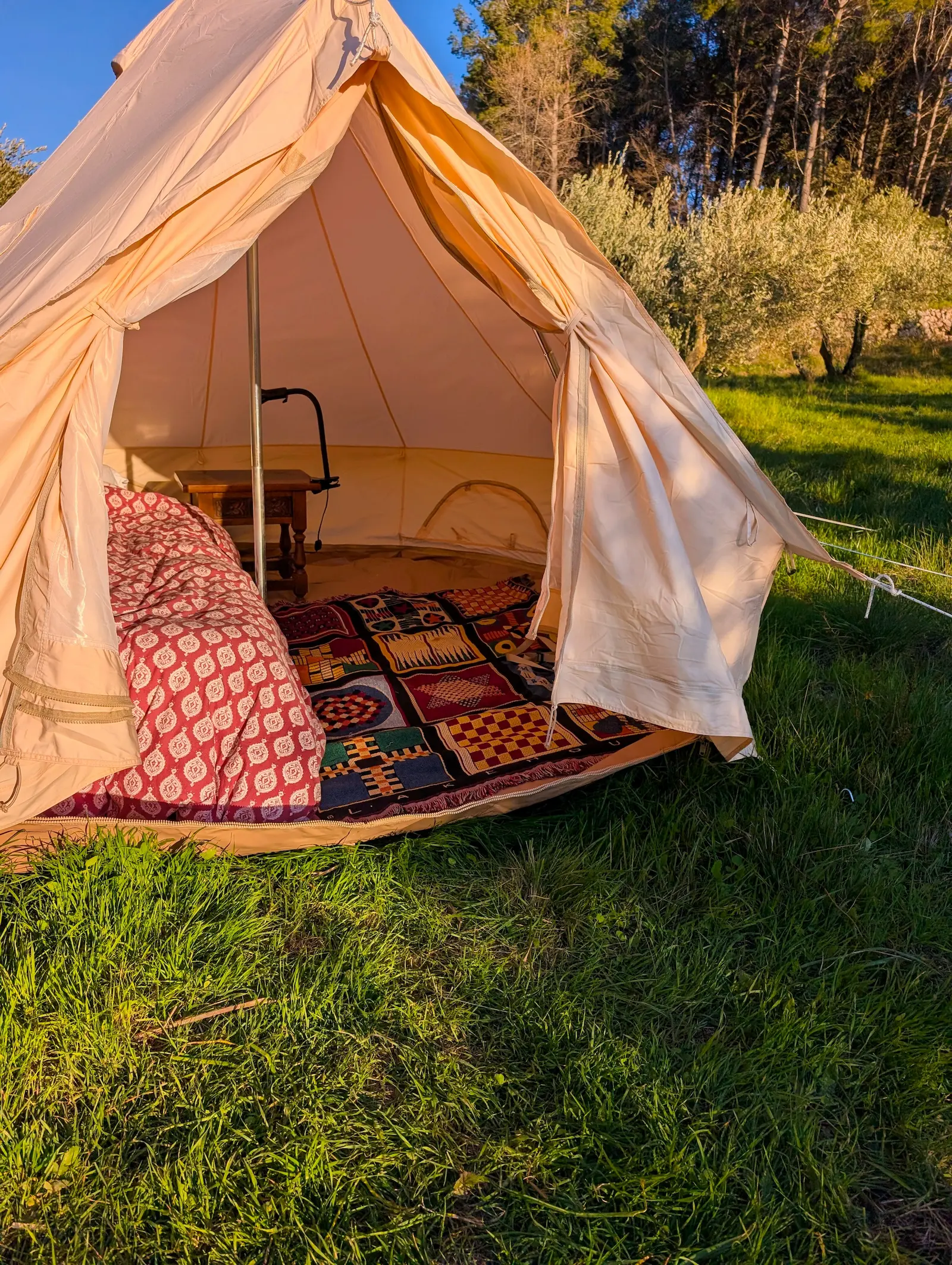 Camp tent interior
